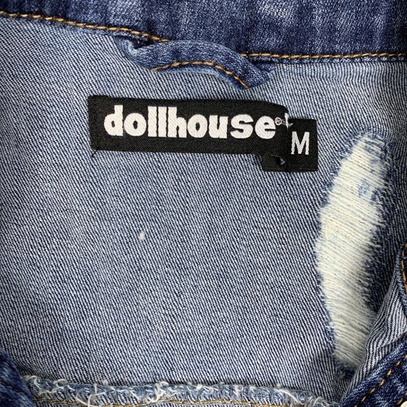 dollhouse Denim Jacket Medium Junior Distressed - Picture 4 of 7